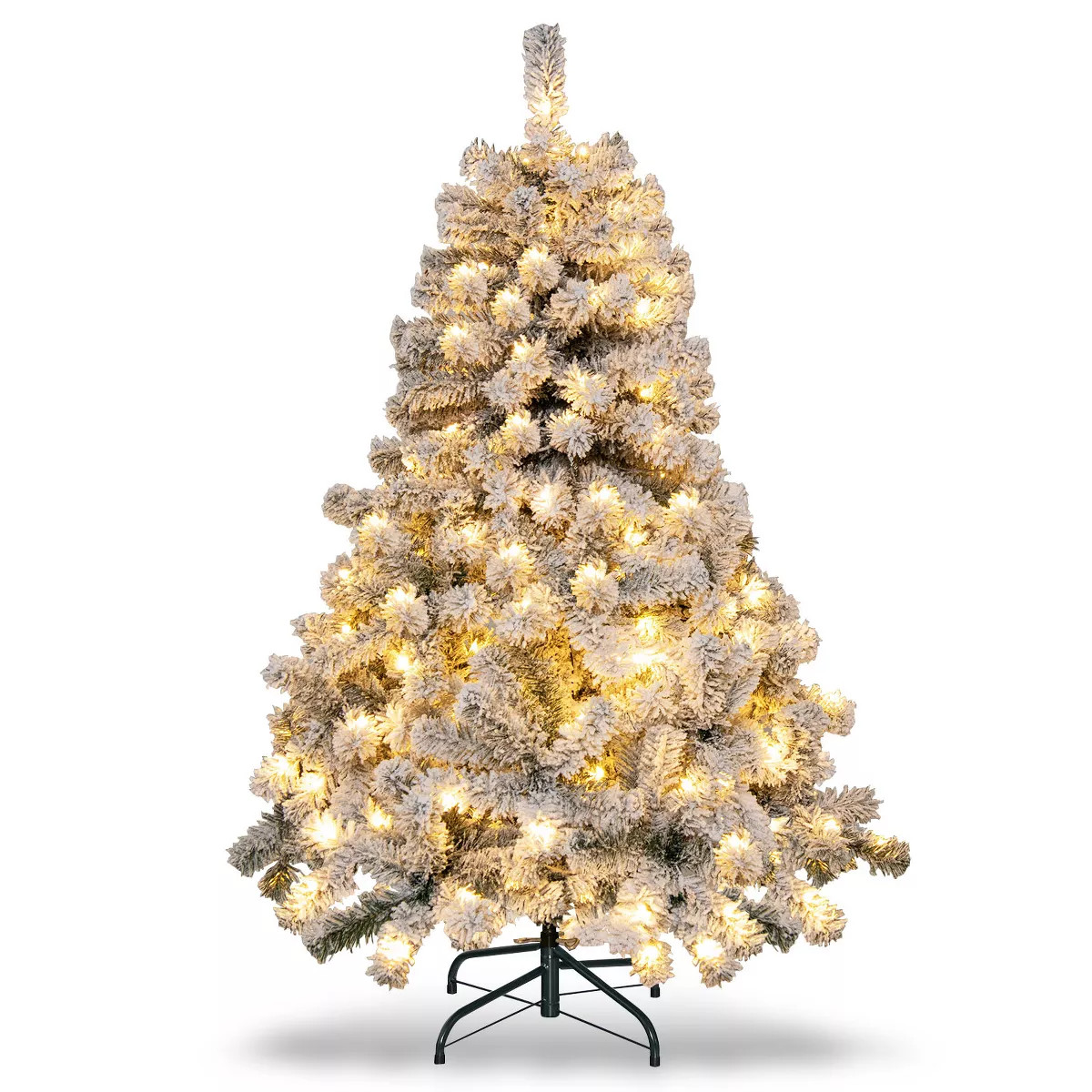 Tangkula 4.5 FT Snow Flocked Christmas Tree Pre-lit Christmas Tree w/295 Branch Tips & 150 Warm W... | Target