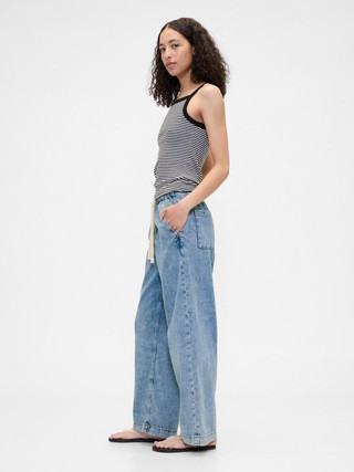 High Rise Pull-On Wide-Leg Jeans | Gap Factory