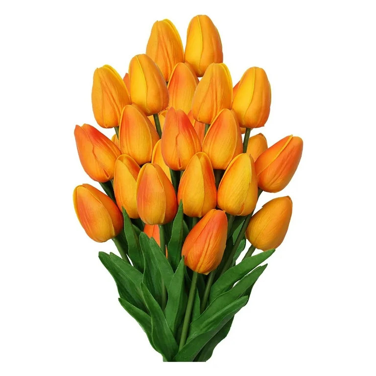 20 Pcs Orange Tulips Artificial Flowers 13.5" Faux Tulips Flowers Fake Flowers Bulk for Vase Cent... | Walmart (US)