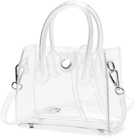 LAM GALLERY Mini Clear Purse,Mini Clear Bag with PVC Plastic,Trendy Small Top Handle Clutch Handb... | Amazon (US)