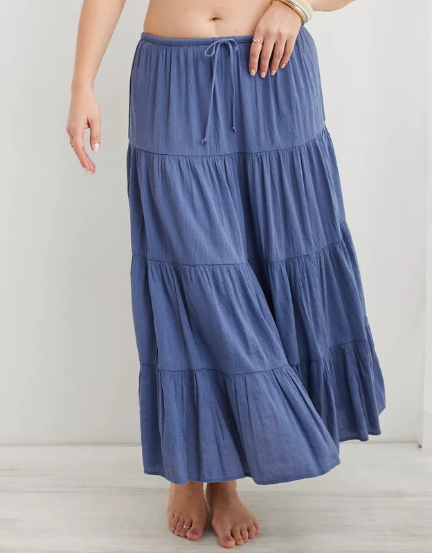 Aerie Beach Club Tiered Maxi Skirt | American Eagle Outfitters (US & CA)
