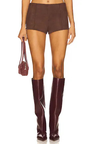 Jessica Faux Suede Short in Dark Brown | Revolve Clothing (Global)