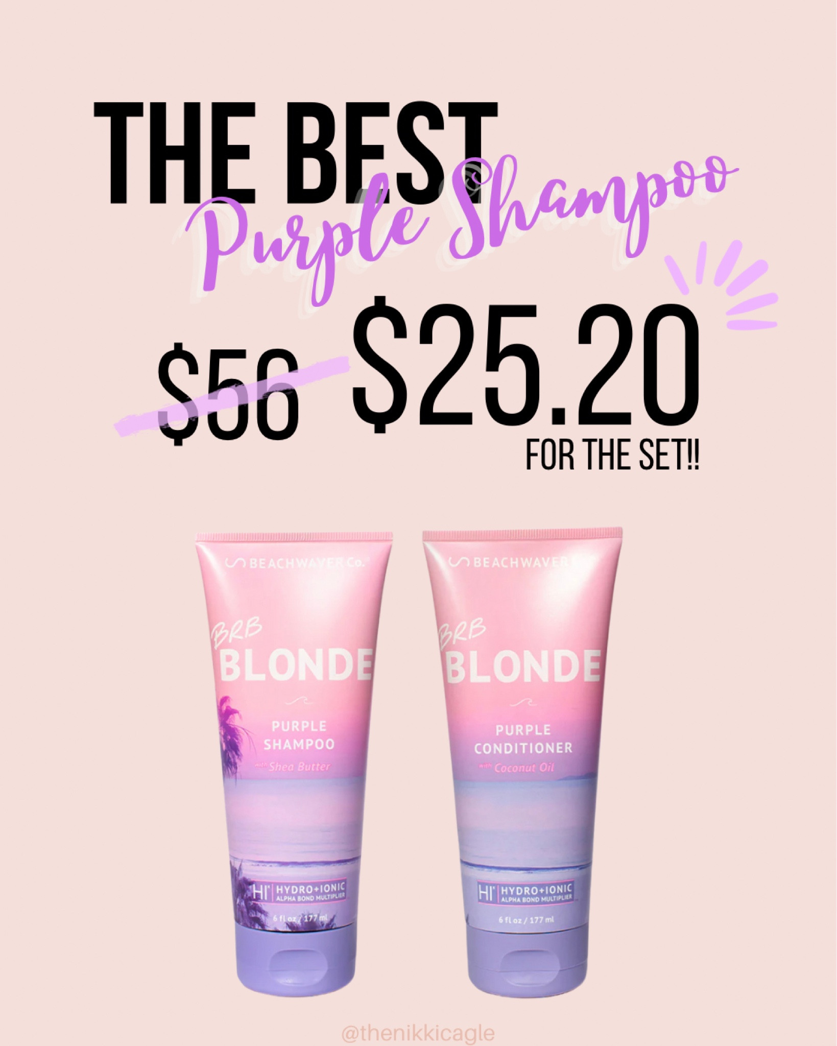 The best purple shampoo for blondes, brondes, and keeping hair bright against hard water! Use code NIKKICAGLEWAVE  

Hair care. Hair products. Beachwaver  

#LTKCyberweek #LTKbeauty #LTKunder50