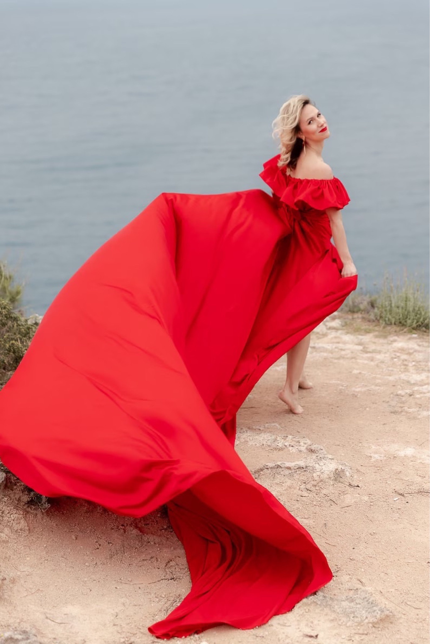 Long Baby Shower Prom Dress Red Flowy Maternity Dress Red Maternity Dress UK