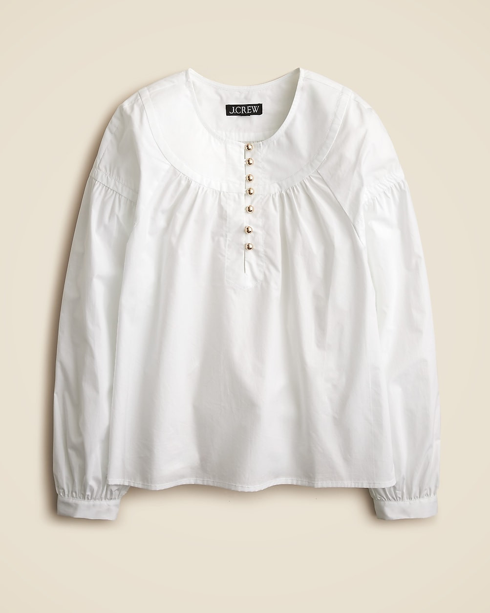 Shirred popover top in cotton poplin | J. Crew US