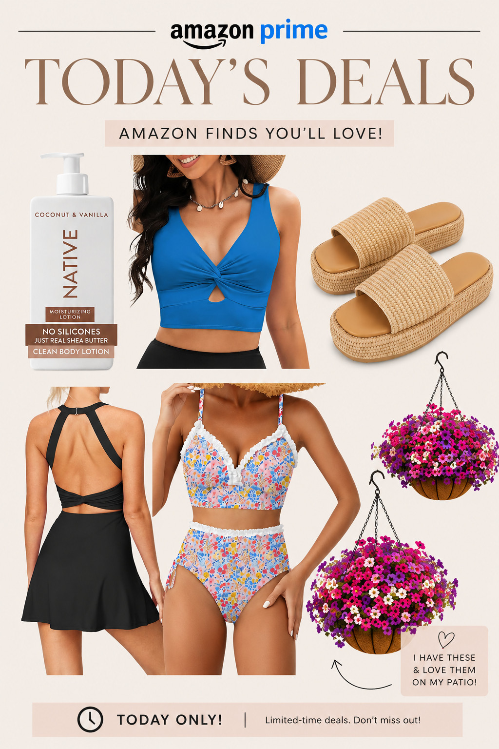 ✨ Today's Amazon finds ✨

A few of my current favorites are on sale right now, including the cutest swimwear, comfy summer slides, my go-to Native lotion, and the hanging flower baskets I have on my patio and absolutely love. 🌸☀️

If you're shopping for summer, these are definitely worth adding to your cart before the deals are gone. 🛍️🤍

Shop everything through my LTK!
#AmazonFinds #LTKSale #SummerFavorites #AmazonDeals #PatioInspiration 

 