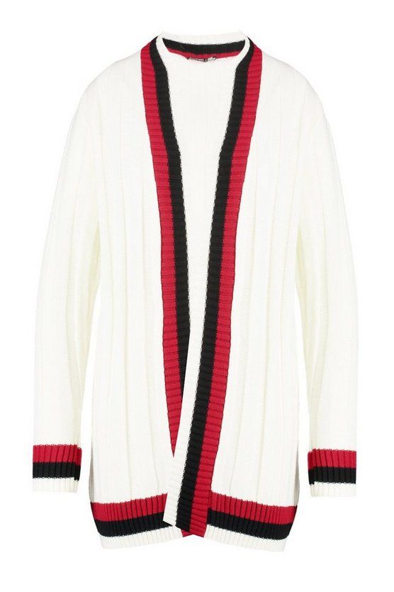 Plus Contrast Stripe Chunky Cardigan | Boohoo.com (US & CA)