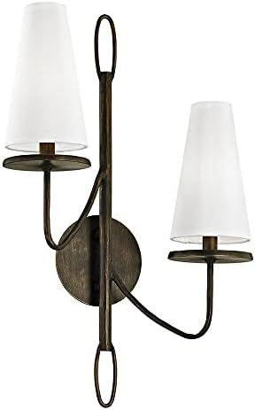 Troy Lighting B6292 Marcel - Two Light Wall Sconce, Bronze Finish with Off-White Cotton Shade | Amazon (US)