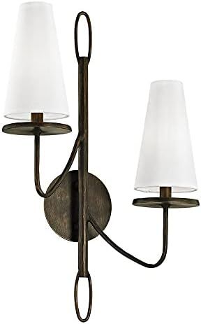 Troy Lighting B6292 Marcel - Two Light Wall Sconce, Bronze Finish with Off-White Cotton Shade | Amazon (CA)