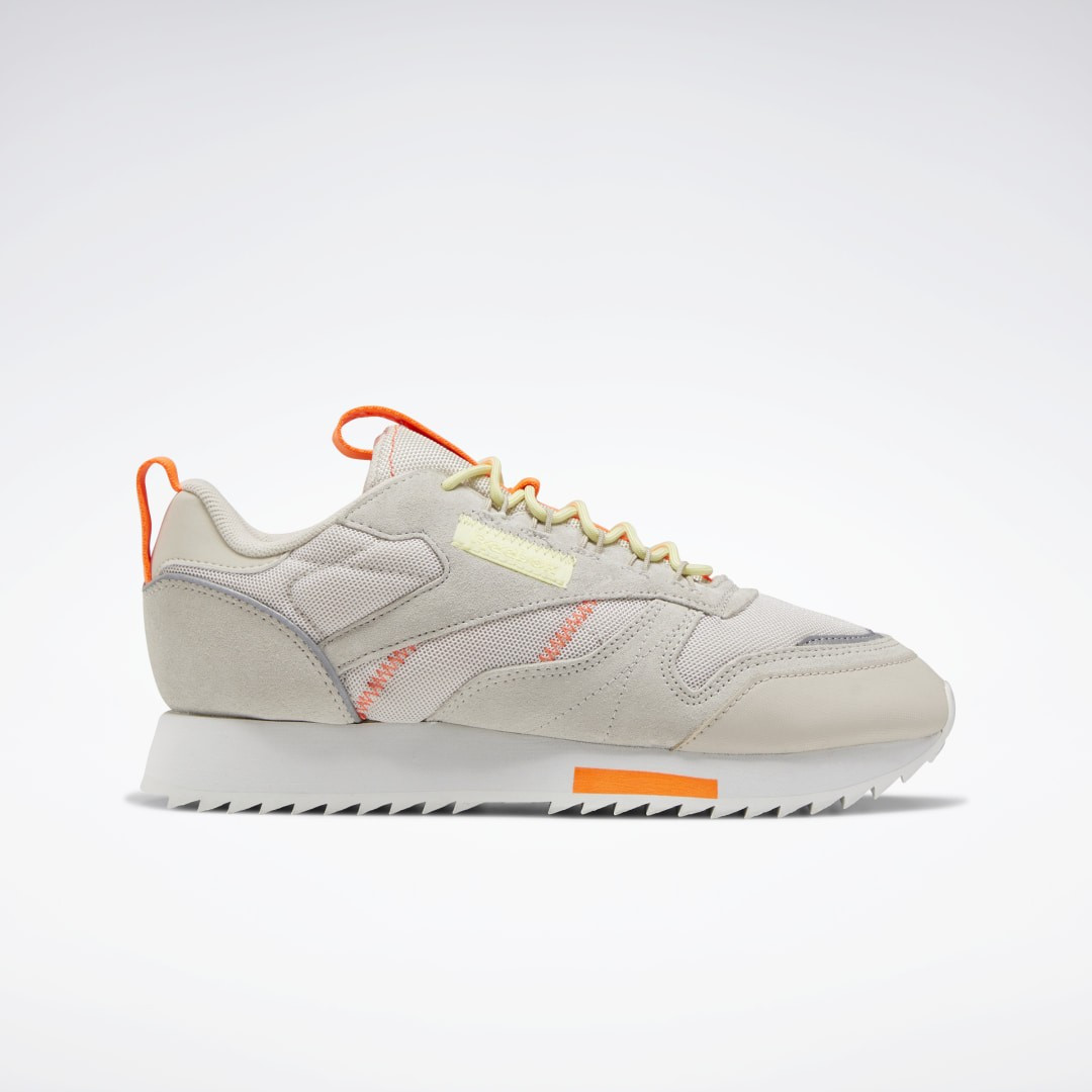 Reebok Women's Classic Leather Ripple Trail Shoes in Stucco/Lemon Glow/Solar Orange Size 5 - Retro R | Reebok (US)