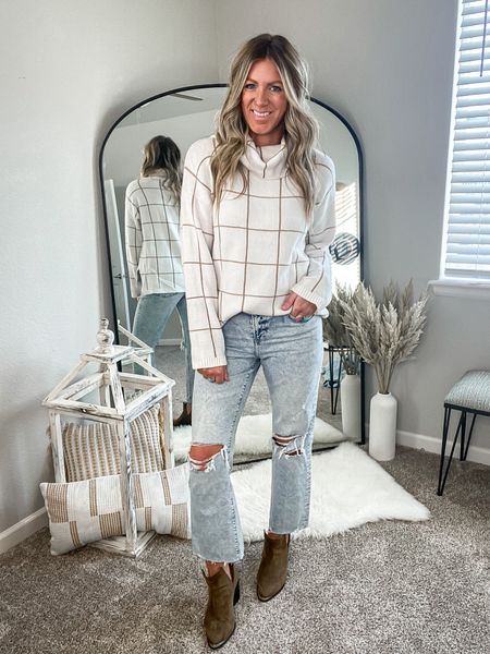 Sweater - tts (large) lots of colors
Jeans - run very big, sized down twice! (6 long) mid rise, available in lengths and more washes 
Boots - tts (11) fit wider 

#LTKFind #LTKSeasonal #LTKsalealert