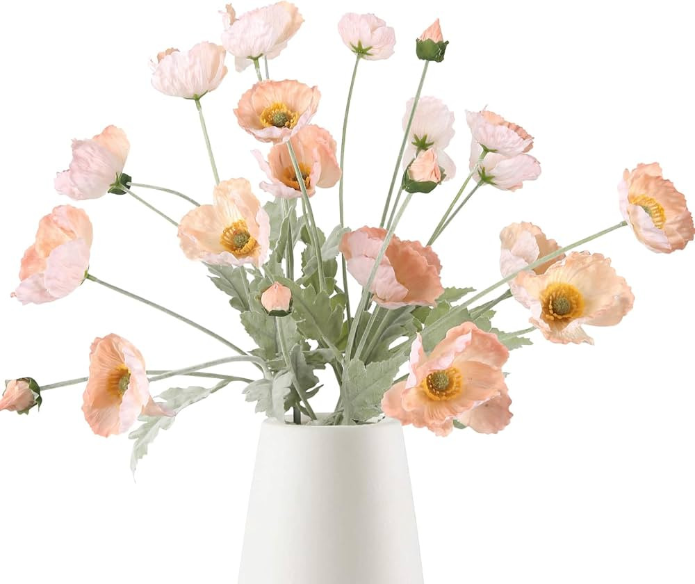 IPOPU Champagne Artificial Poppy Flowers 6pcs Real Touch Poppy Flowers Artificial Silk Flower wit... | Amazon (US)