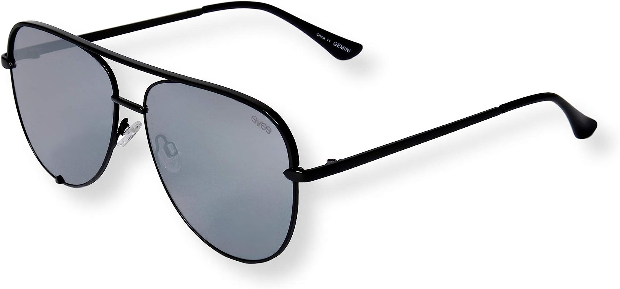 Fashionable Metal Aviator Sunglasses with Oversize Flat Reflective Mirror Lenses (GEMINI) | Amazon (US)