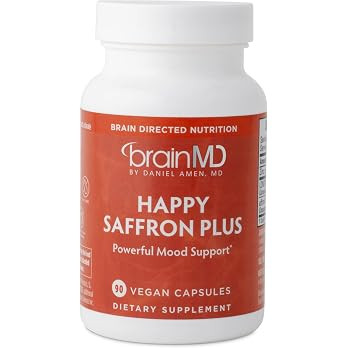 BRAINMD Dr Amen Happy Saffron Plus - 90 Capsules - with Saffron Flower Extract, Curcumin & Zinc -... | Amazon (US)