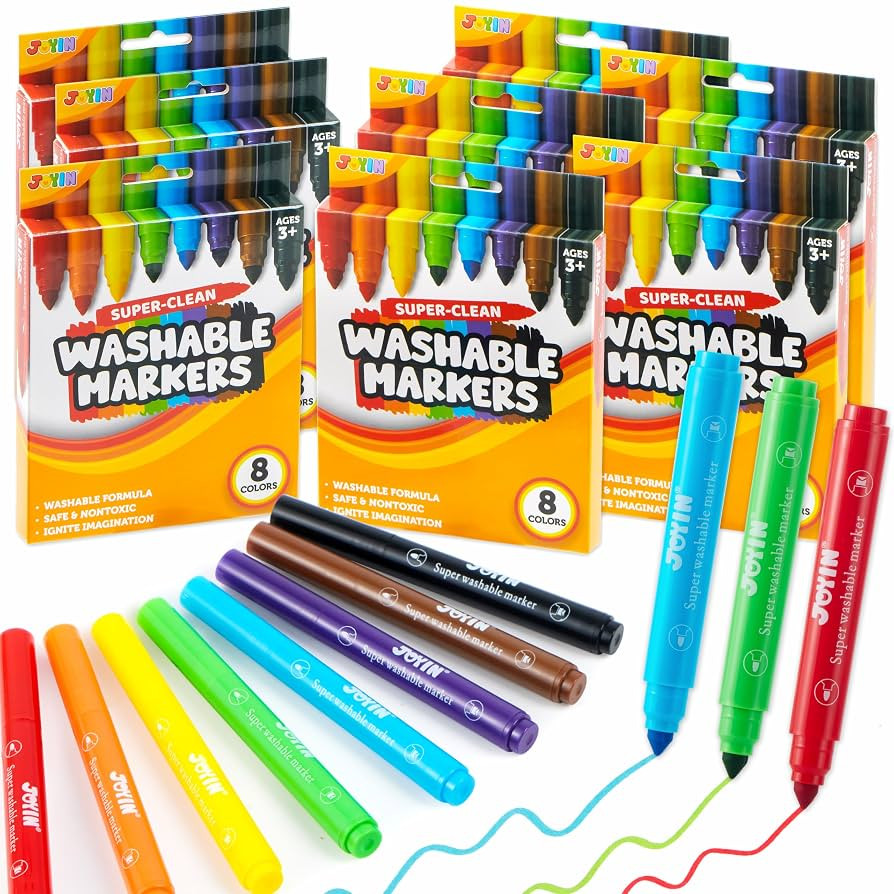 JOYIN 64 Count Washable Marker Set, Non Toxic Markers for Kids Ages 3+, School Supplies, Easter B... | Amazon (US)