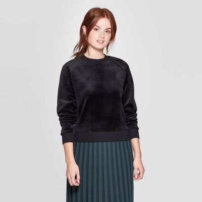 Women's Regular Fit Long Sleeve Crewneck Velour Pullover - A New Day™ | Target