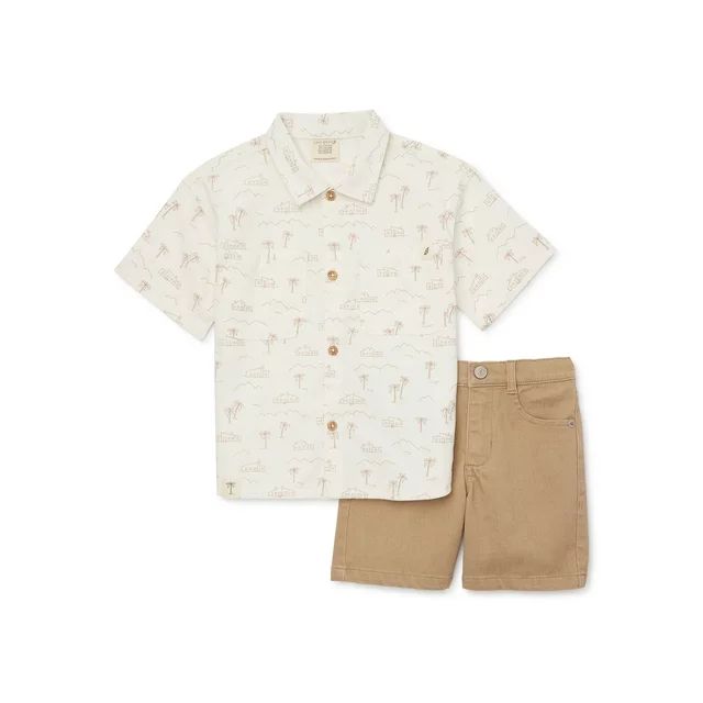 easy-peasy Baby and Toddler Boys Print Camp Shirt and Shorts Outfit Set, 2-Piece, Sizes 12M-5T | Walmart (US)