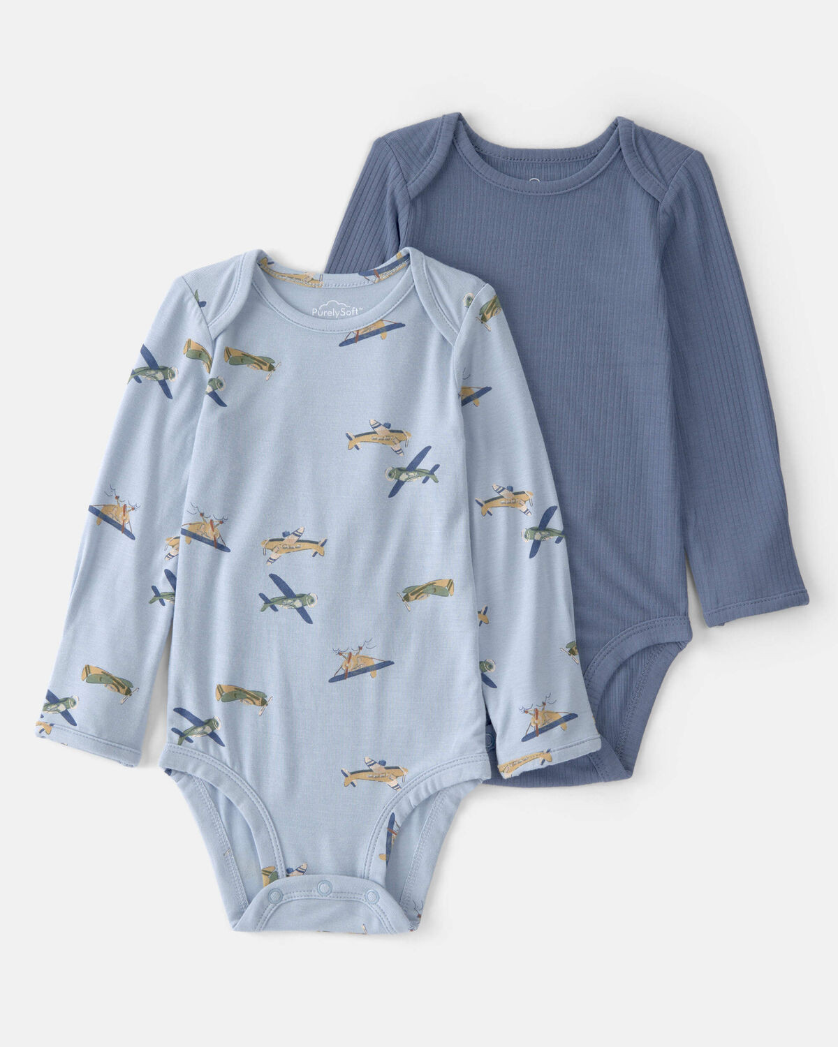 Baby Boy 2-Pack Plane PurelySoft Bodysuits - Blue | Carter's Inc