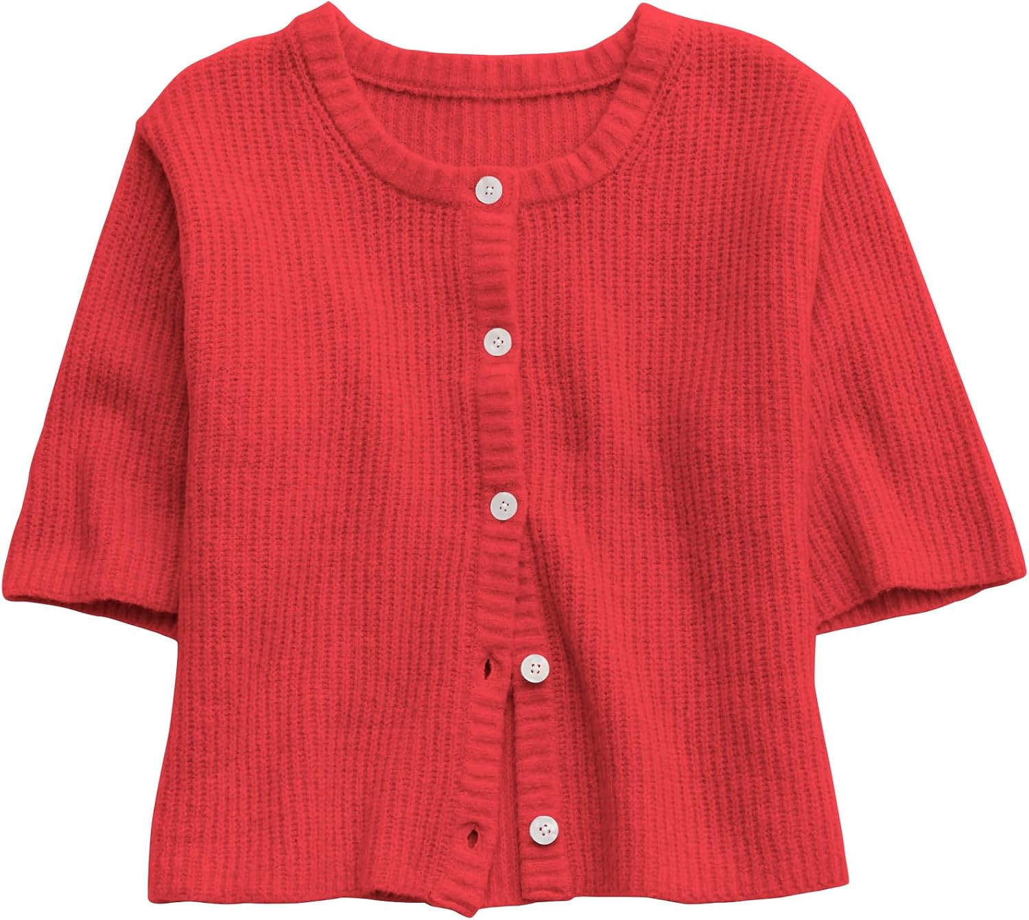 Gacaky Women's Lightweight Cardigan Sweater Short Sleeve Casual Crewneck Button Soft Knit Cardigans Sweater Tops | Amazon (US)