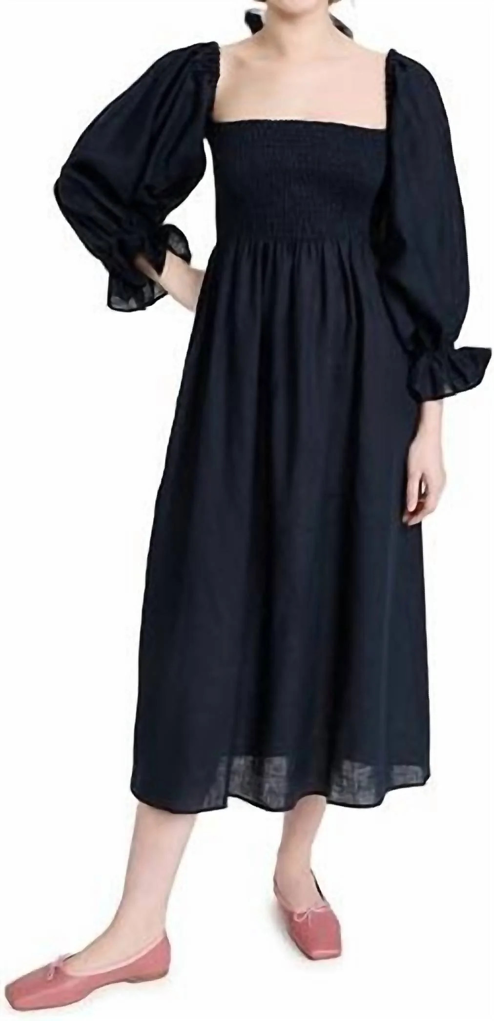 Atlanta Linen Dress In Navy | Shop Simon