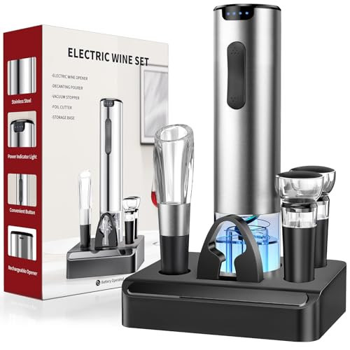 HomeHacks Electric Wine Opener, Automatic Wine Opener with Foil Cutter, Vacuum Stopper, Pourer, Rechargeable Wine Bottle Opener - Party Favor, Christmas Gift for Wine Lover | Amazon (US)