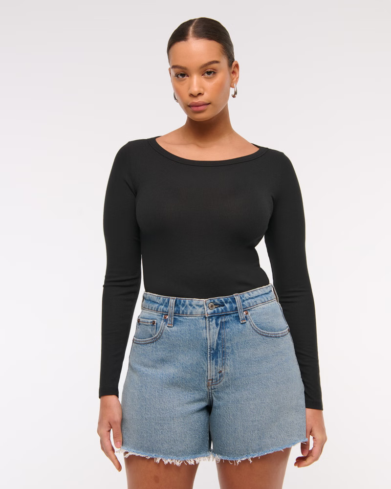 Curve Love High Rise 90s Cutoff Short | Abercrombie & Fitch (US)
