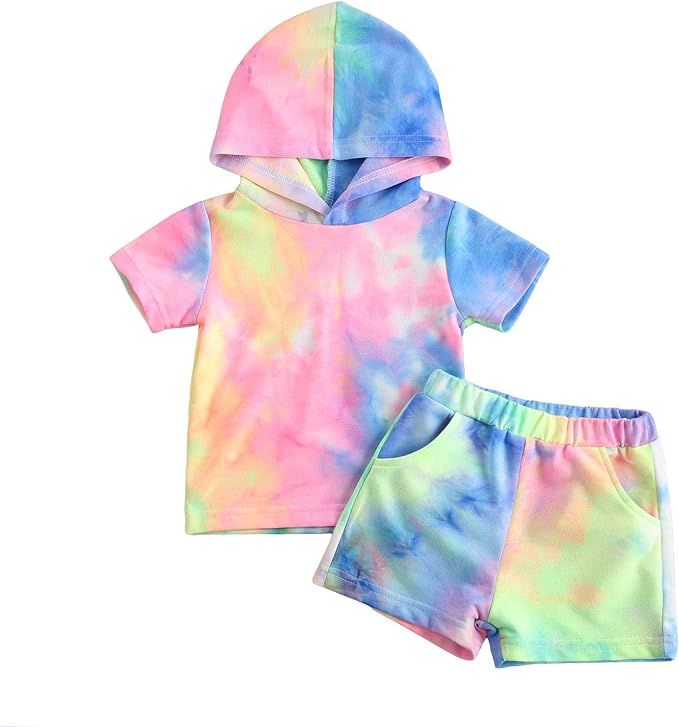 Toddler Baby Girl Boy Fall Winter Clothes Tie Dye Hoodie Long Sleeve Sweatshirt Top Pants Velvet ... | Amazon (US)