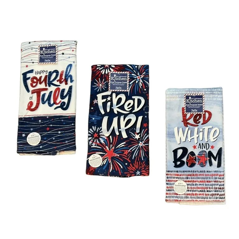 Patriotic 4th of July Kitchen Towels  Set of 3  Red White & Blue Dual Purpose - Walmart.com | Walmart (US)