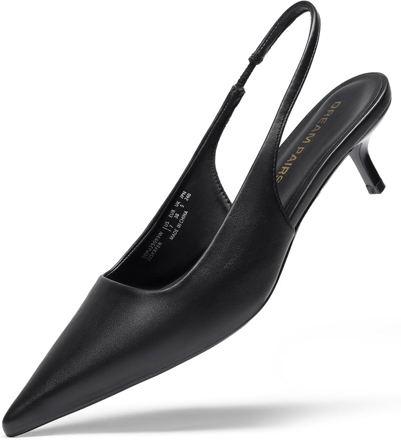 DREAM PAIRS Women's Pumps Kitten Slingback Low Closed Heels | Amazon (US)