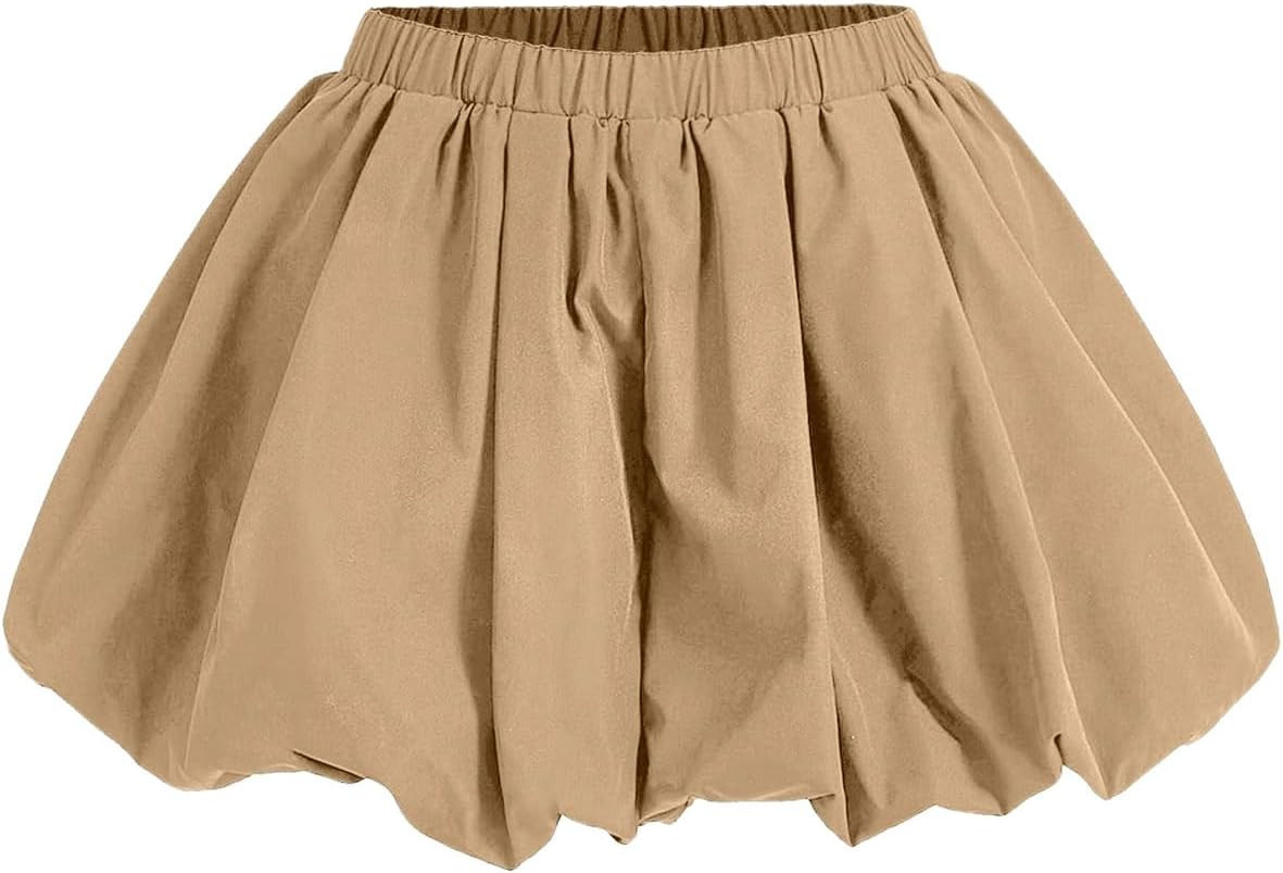 Women's Y2K Bubble Shorts Elastic High Waist Ruffle Shorts Summer Fashion Wide Leg Bloomers | Amazon (US)