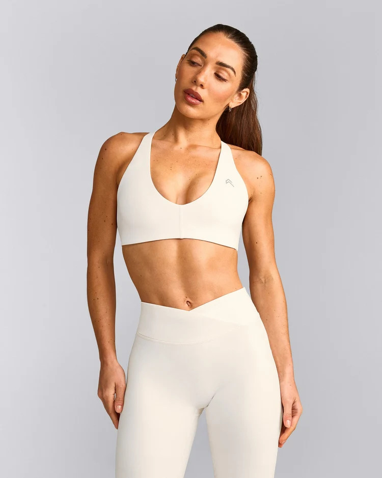 UnifiedMove\u2122 Micro Bralette with Reflective Logo 
 Marshmallow White | Oner Active (UK / US)