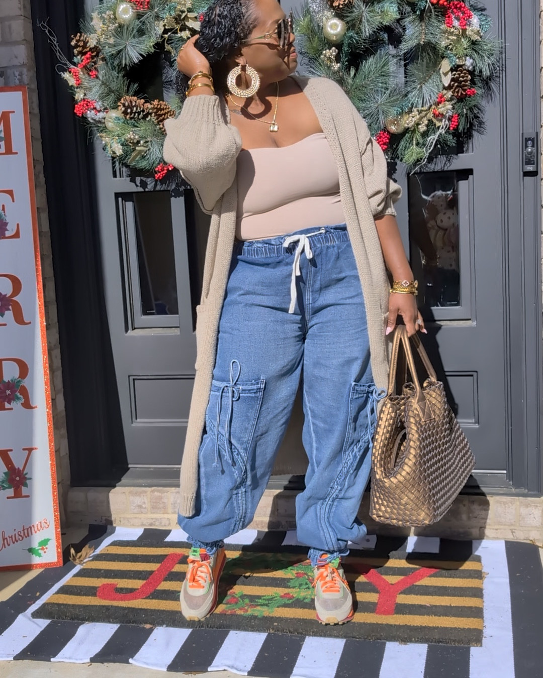 Casual cute with a side of cozy. Cargo denim, neutral tones, Gucci sunnies, and a whole attitude! ✌🏽

Cargo jeans (L) | Sweetheart neck bodysuit (M) | Love & Peace duster sweater (M) | Weave tote | Nike cross trainers | Gucci sunnies | Gold accessories

Soft life, styled right ✨

#cargopants #fallfashion #amazonfinds #sheinchic #guccistyle #fashioninfluencer #atlfashioninfluencer #fashioninspo #luxelife #imtashamack

#LTKootd #LTKFindsUnder100 #LTKOver40