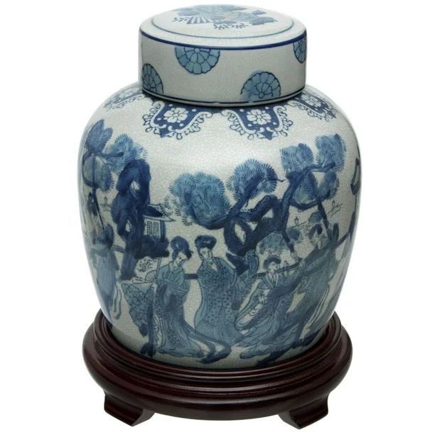 10" Ladies Blue & White Porcelain Ginger Jar | Walmart (US)