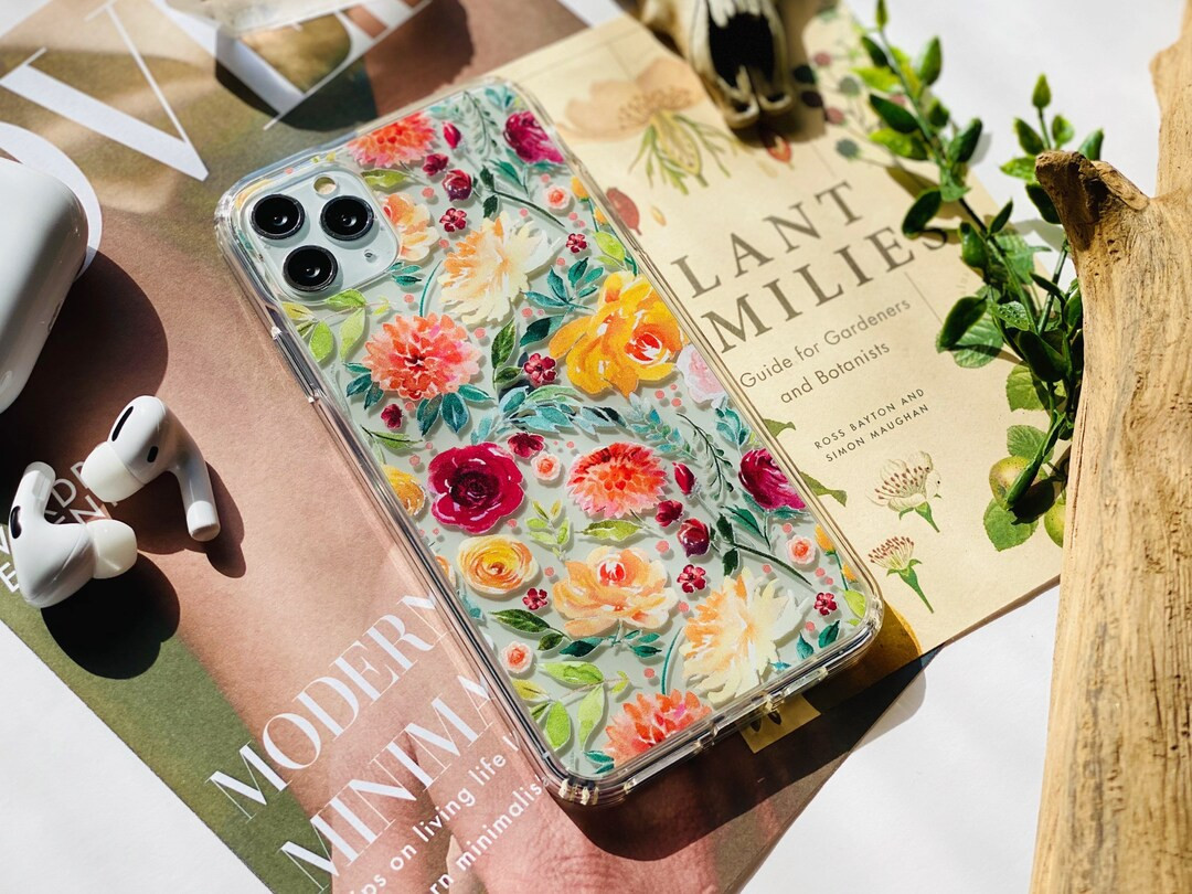 Pretty Watercolor Flowers Phone Case For iPhone 12 Mini X XR 7 8 SE 2022 Galaxy S23 S22 Clear Pho... | Etsy (US)