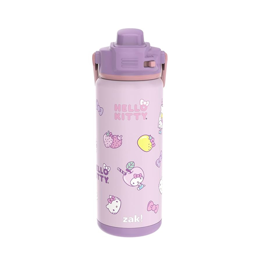 Zak Designs Sanrio Kid Water Bottle for Travel or At Home, 20oz Stainless Steel is Leak-Proof and... | Amazon (US)