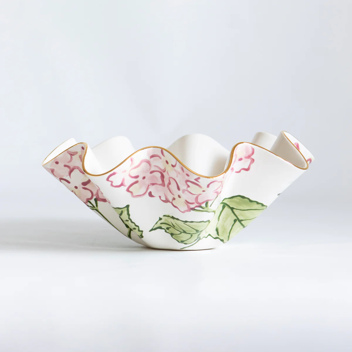 Desirie Pink Hydrangea Wavy Bowl | Susan Gordon Pottery