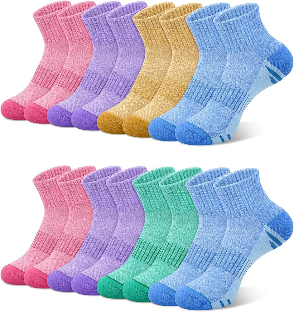 YSense Crew Quarter Socks for Women Men, 8 Pairs Breathable Cotton Athletic Running Ankle Cushion... | Amazon (US)