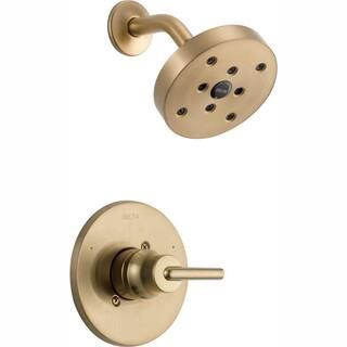 Delta Trinsic 1-Handle Wall Mount Shower Faucet Trim Kit in Champagne Bronze with H2Okinetic (Val... | The Home Depot