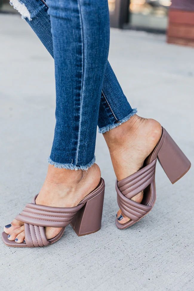 Gabriela Brown Cross Strap Block Heels | The Pink Lily Boutique