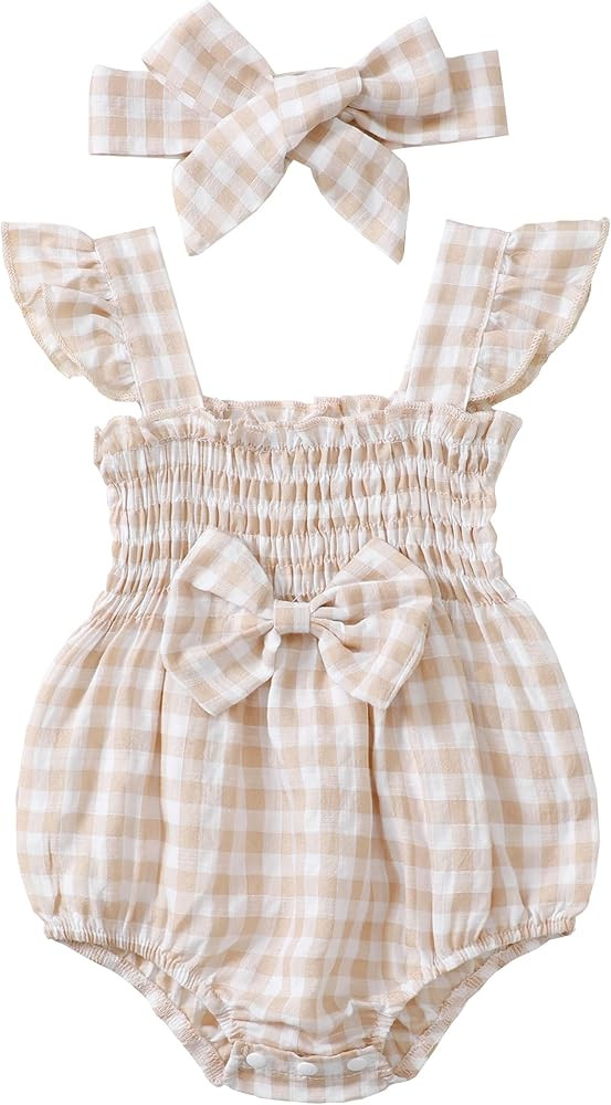 Renotemy Newborn Infant Baby Girl Clothes Rompers Summer Jumpsuits Short Sleeve Romper Infant Bab... | Amazon (US)