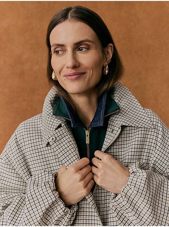 Grid Checked Zip Front Bomber Jacket | George