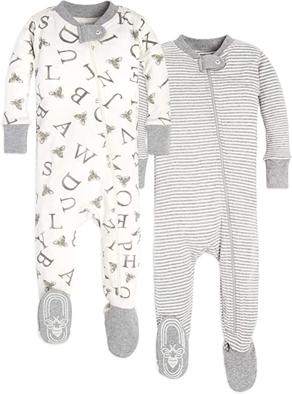 Burt's Bees Baby Baby Boys' Pajamas, Zip-Front Non-Slip Unisex Footed Sleeper Pjs, Organic Cotton | Amazon (US)