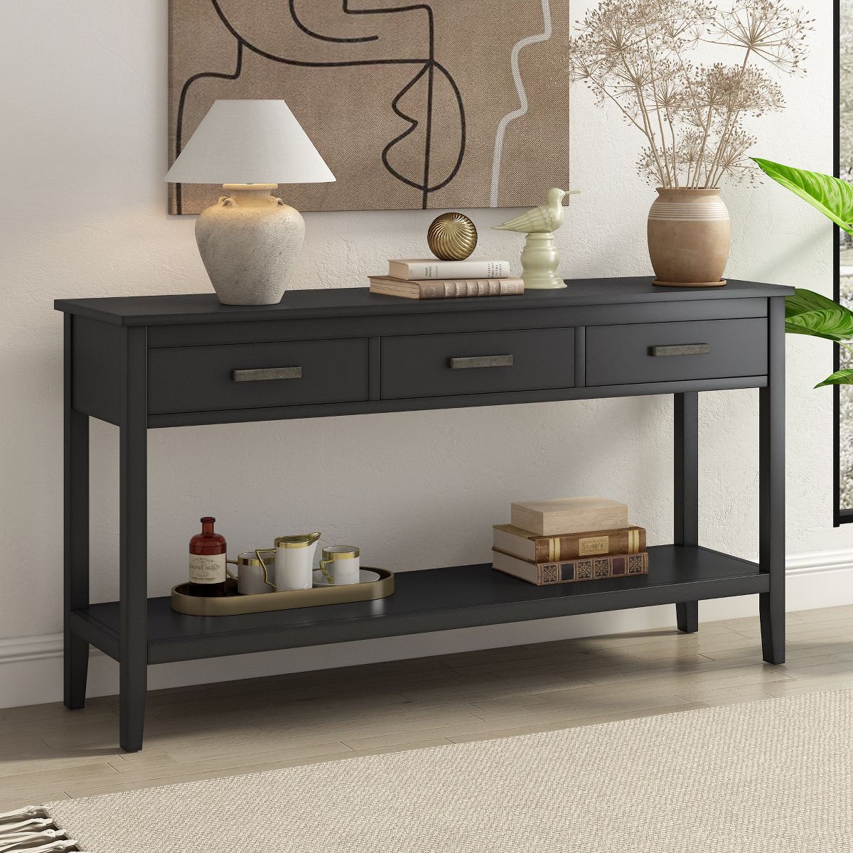 59.1" Modern 3-Drawer Console Table with 1 Shelf for Living Room, Entryway and Hallway - ModernLu... | Target
