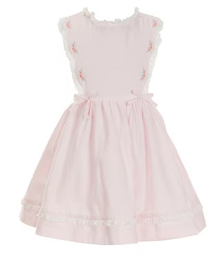 x The Broke Brooke Little Girls 2T-6X Kennedy Pique Pinafore Embroidered Dress | Dillard's