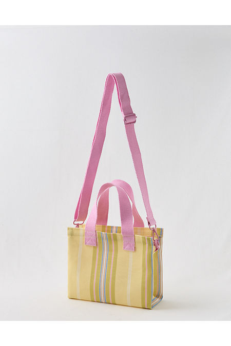 Aerie Mini Striped Mesh Tote Bag Women's Citron One Size | Aerie