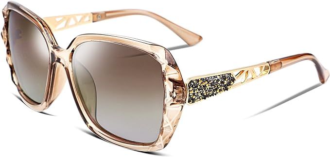 FEISEDY Polarized Women Square Sunglasses Sparkling Composite Shiny Frame B2289 | Amazon (US)