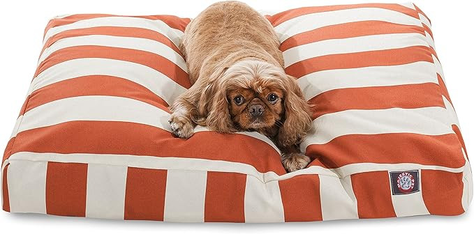 Majestic Pet Vertical Stripe Rectangle Dog Bed, Burnt Orange, Medium | Amazon (US)