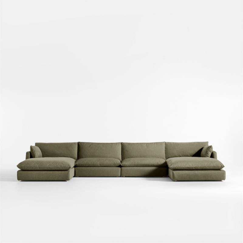 Unwind Modular 4-Piece Slipcovered Double-Chaise Sectional Sofa + Reviews | Crate & Barrel | Crate & Barrel