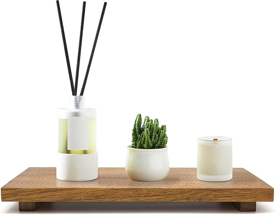 Large 16" Acacia Wood Riser Pedestal Stand – Farmhouse Wood Display Riser for Kitchen and Bathr... | Amazon (US)