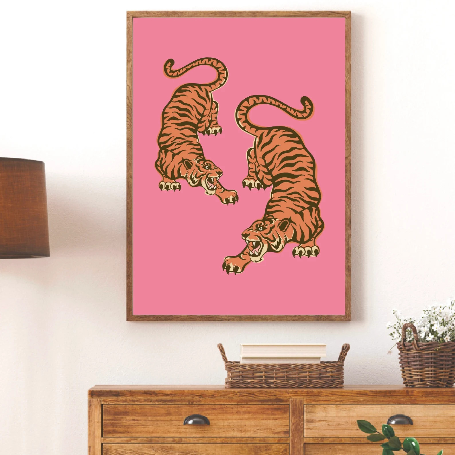 Eclectic Tiger Pink Wall Popular Printable Poster Elegant - Etsy | Etsy (US)
